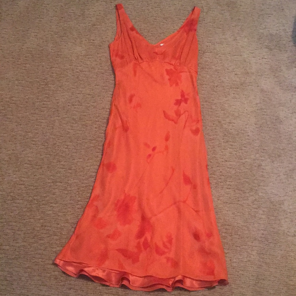 Tahari Orange Midi Sundress